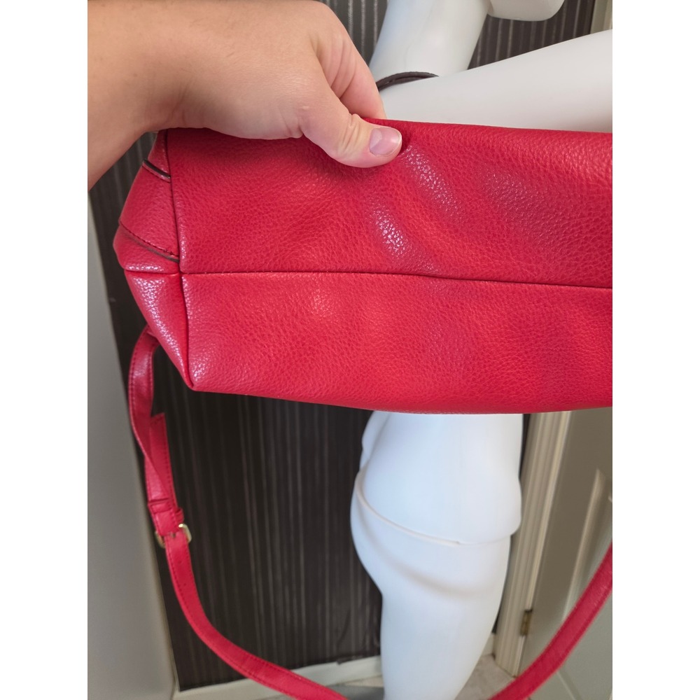 Juicy Couture Red Pebbled Faux Leather Satchel Crossbody Bag Gold Hardware - Picture 5 of 9
